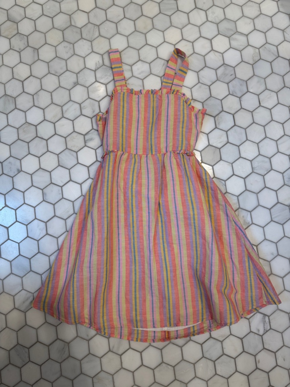 Crewcuts Girls' Multicolor Stripe Sundress - Pink Yellow Blue